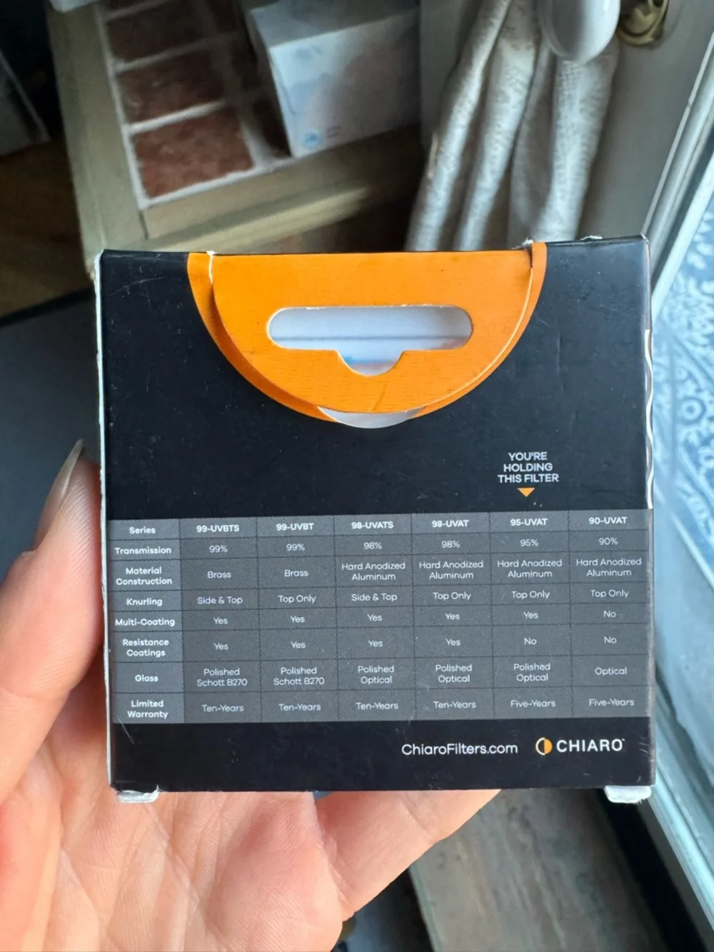 Chiaro 49mm 95% UV Filter - Black & Orange Packaging